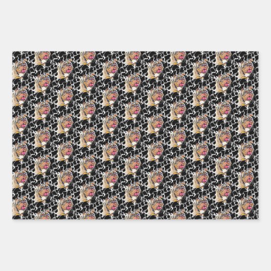Biggie de Bulldog Giftwrap Set van 3 Inpakpapier Vel (Voorkant)