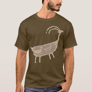 Bighorn petroglyph Rock Art-embleem in zakstijl T-shirt
