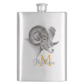 Bighorn Ram Animal art Aries Zodiac Monogram Flacon (Voorkant)