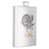 Bighorn Ram Animal art Aries Zodiac Monogram Flacon (Rechts)