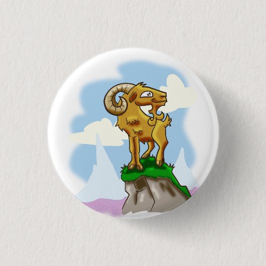 Bighorn Ram Ronde Button 3,2 Cm (Voorkant)