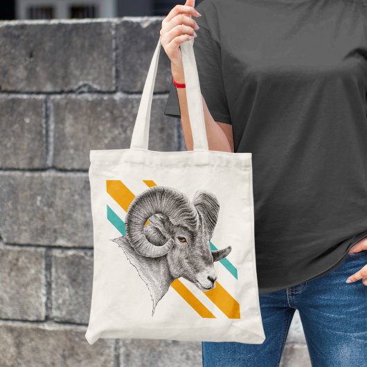 Bighorn Ram Sheep Animal Art Aries Zodiab Sign Tote Bag