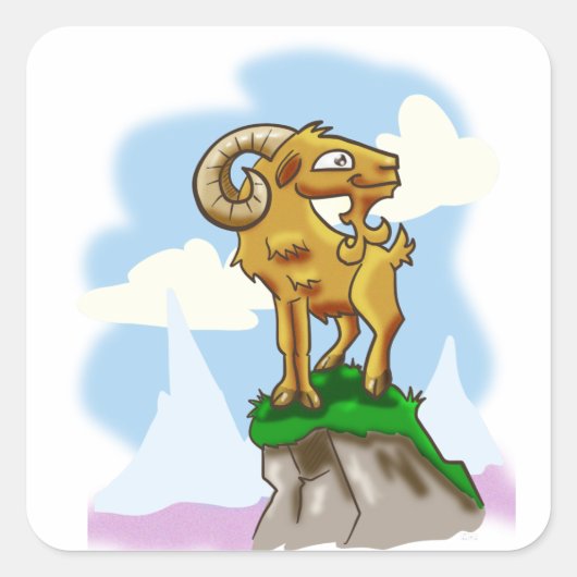 Bighorn Ram Vierkante Sticker (Voorkant)
