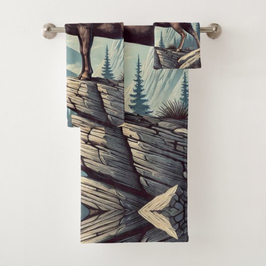 Bighorn Schaap op een Rocky Outcrop Bad Handdoek (Insitu)