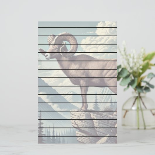 Bighorn Schaap op een Rocky Outcrop Briefpapier (Staand voorkant)