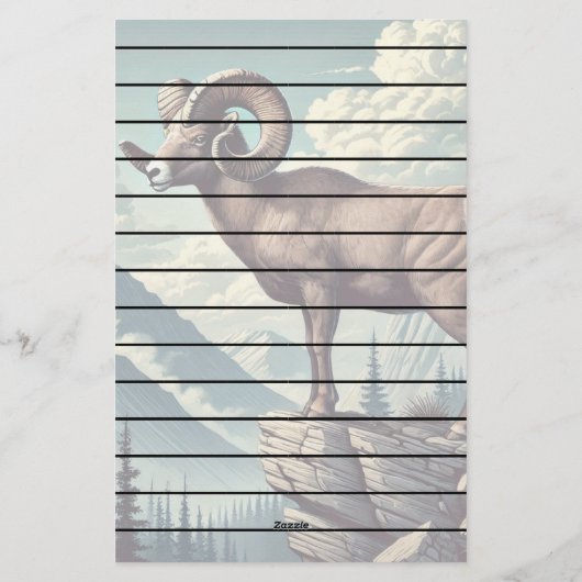 Bighorn Schaap op een Rocky Outcrop Briefpapier (Achterkant)