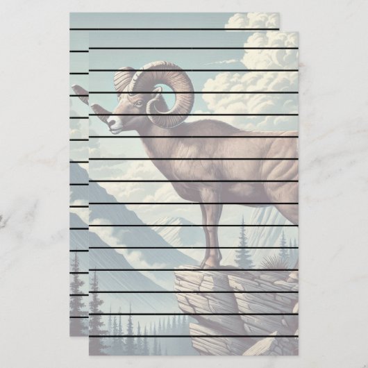 Bighorn Schaap op een Rocky Outcrop Briefpapier (Voorkant / Achterkant)