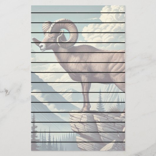 Bighorn Schaap op een Rocky Outcrop Briefpapier (Voorkant)