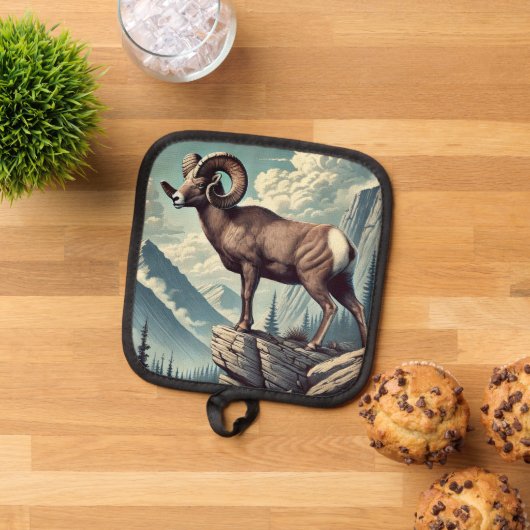 Bighorn Schaap op een Rocky Outcrop Pannenlap (Top down)