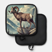 Bighorn Schaap op een Rocky Outcrop Pannenlap (Voorkant / Achterkant)