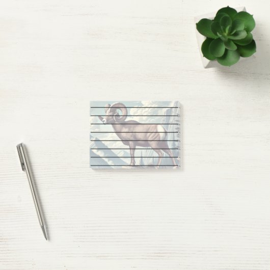 Bighorn Schaap op een Rocky Outcrop Post-it® Notes (Kantoor)