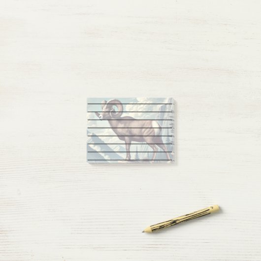 Bighorn Schaap op een Rocky Outcrop Post-it® Notes (Op bureau)