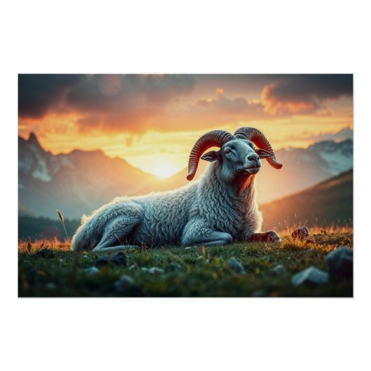 Bighorn schapen bij zonsopgang perfect poster (Voorkant)