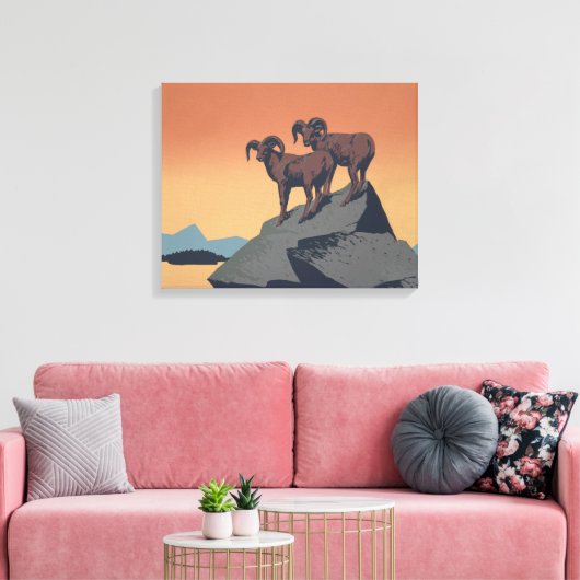 Bighorn Sheep American West Wildlife Canvas Afdruk (Insitu (Woonkamer))