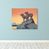 Bighorn Sheep American West Wildlife Canvas Afdruk (Insitu (Houten vloer))
