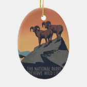 Bighorn Sheep American West Wildlife Keramisch Ornament (Achterkant)