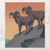 Bighorn Sheep American West Wildlife Wijn Etiket (Enkel label)