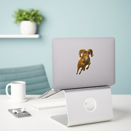 Bighorn Sheep Cut-out Sticker (Laptop op bureau)