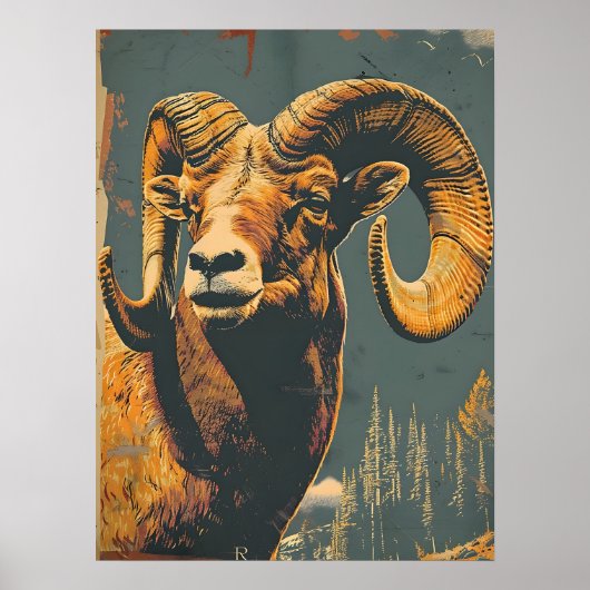  Bighorn Sheep Illustratie Poster (Voorkant)