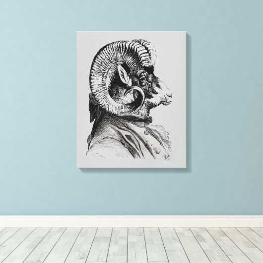 Bighorn Sheep in Suit Canvas Afdruk (Insitu (Houten vloer))