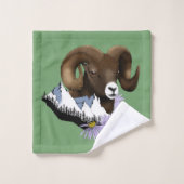 Bighorn Sheep Ram Green Mountains Bad Handdoek (Wasdoekje)
