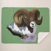 Bighorn Sheep Ram Green Mountains Sherpa Deken (Voorkant (horizontaal))