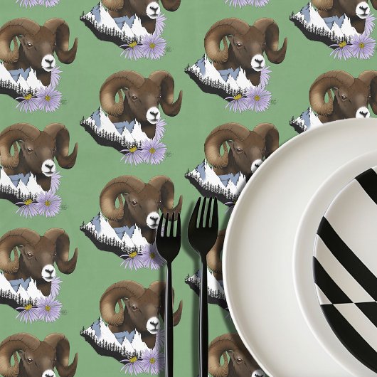 Bighorn Sheep Ram Green Mountains Tafelkleed