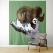 Bighorn Sheep Ram Green Mountains Wandkleed (In situ)