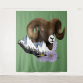Bighorn Sheep Ram Green Mountains Wandkleed (Voorkant)