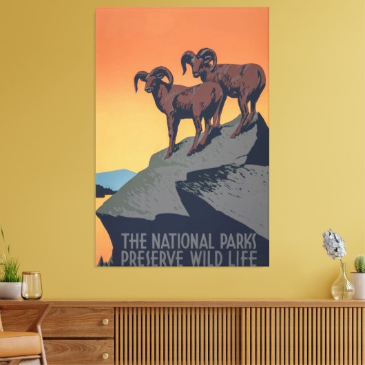 Bighorn Sheep Sunset Poster Canvas Afdruk (Insitu (Woonkamer))