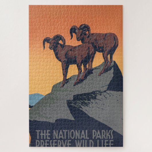 Bighorn Sheep Sunset Poster Jigsee Puzzle Legpuzzel (Verticaal)