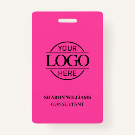 Bight Pink Employee ID with Custom Business Logo Badge