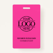 Bight Pink Employee ID with Custom Business Logo Badge (Achterkant)