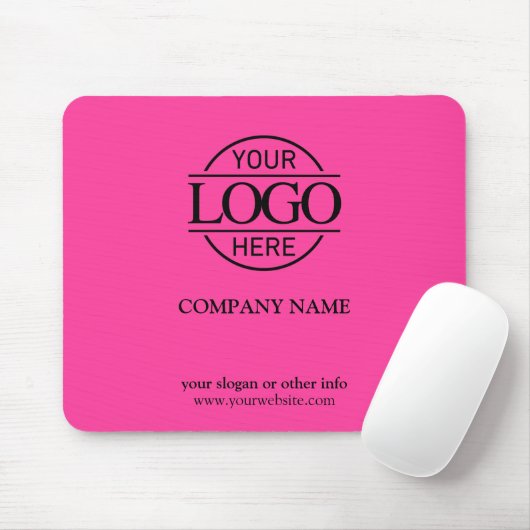 Bight Pink Modern Custom Company Business Logo Muismat (Met muis)