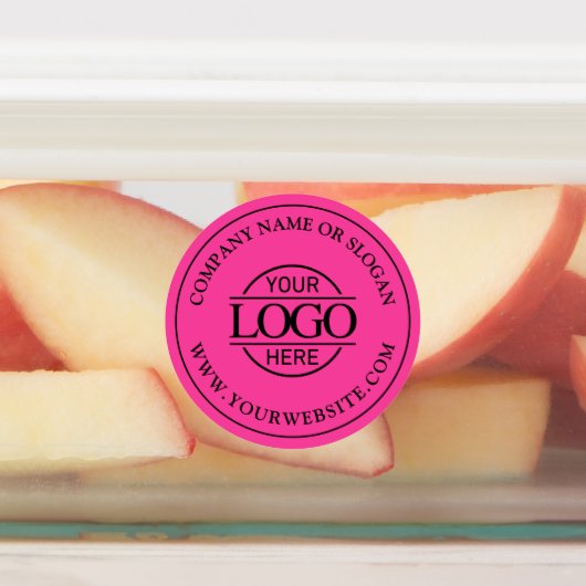 Bight Pink Simple Custom Elegant Business Logo Labels (Aangebracht)