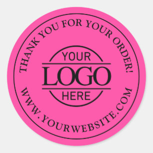 Bight Roze Eenvoudig Aangepast Zakelijk Logo Promo Ronde Sticker