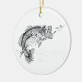 Bigmouth, Largemouth Bass - Big Fish after Lure K Keramisch Ornament (Links)