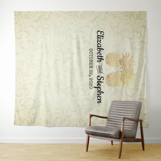 Bigouwersfotoachtergrond Moderne Gold Pineapple Wandkleed (In Situ (horizontaal))