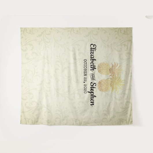 Bigouwersfotoachtergrond Moderne Gold Pineapple Wandkleed (Voorkant (horizontaal))