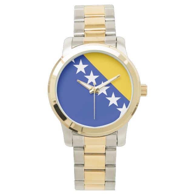 BiH Vlag Onderzetter Horloge (Voorkant)