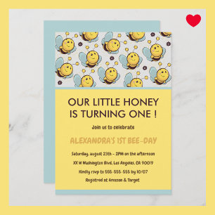 Bij 1e verjaardagsuitnodigingen Cute Our little ho Kaart