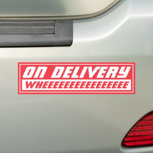Bij aflevering wiel rood leuk bumpersticker (Op auto)