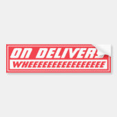 Bij aflevering wiel rood leuk bumpersticker (Voorkant)
