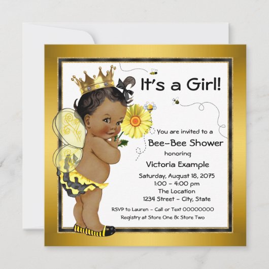 Bij Afrikaans-Amerikaans meisje babyshower Kaart (Voorkant)