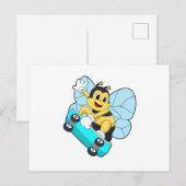 Bij als skater met skateboard briefkaart (Voorkant / Achterkant)