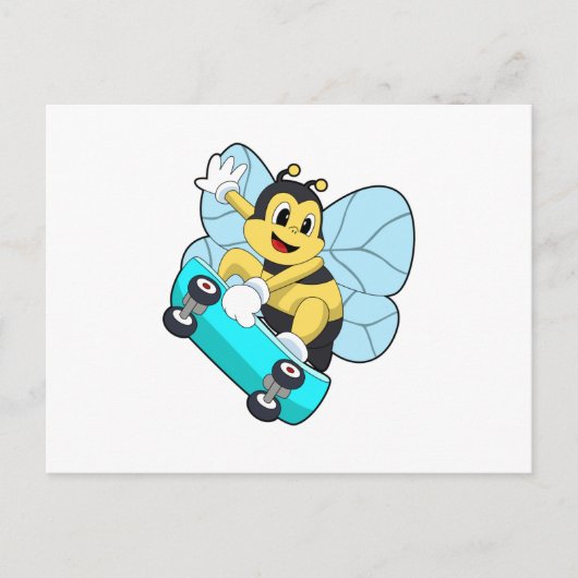 Bij als skater met skateboard briefkaart (Voorkant)