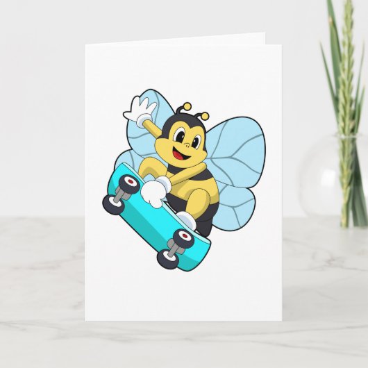 Bij als skater met skateboard kaart (Voorkant)