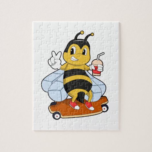 Bij als Skater met Skateboard Legpuzzel (Verticaal)