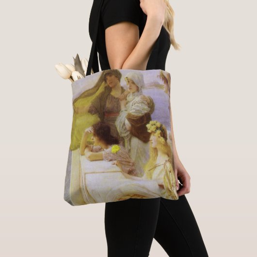 Bij Aphrodite's Cradle by Sir Lawrence Alma Tadema Tote Bag (Dichtbij)