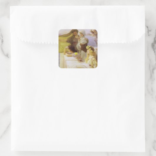 Bij Aphrodite's Cradle by Sir Lawrence Alma Tadema Vierkante Sticker (Tas)